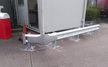 New Armco to protect security gatehouse fornt.