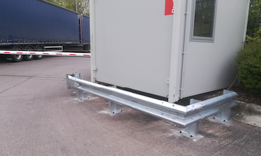 New Armco to protect security gatehouse rear.