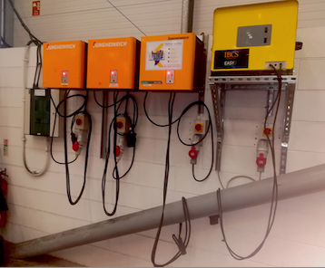 Existing Chargers and New 32 amp 3-Phase Supplys all mounted on the wall