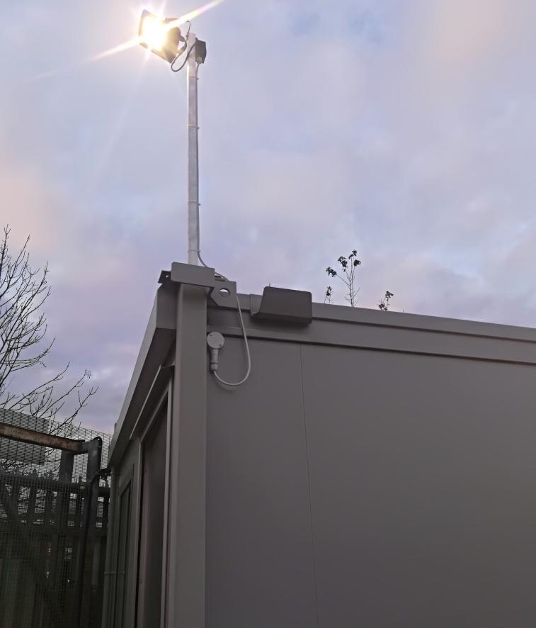 New 30W LED Flood Light on our aluminum bracket to light up entrace on a lorry park