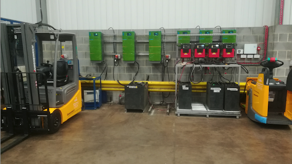 New Lithium Chargers and 32 amp 3-Phase Supplys all mounted on the wall