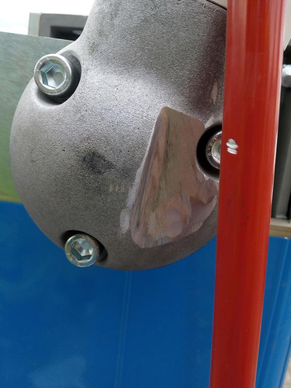 Cutout elbow on hi-bar barrier this is to allow the arm to raise to 90 degree