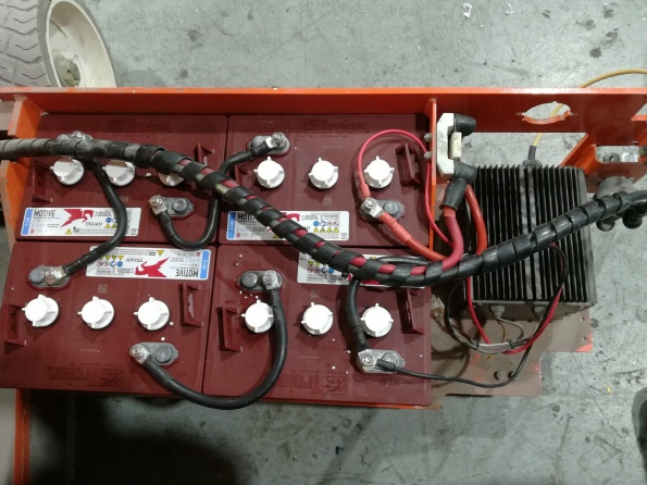 New Batteries and Cables fitted to Snorkel S1930 Platform Lifter after bettery theft